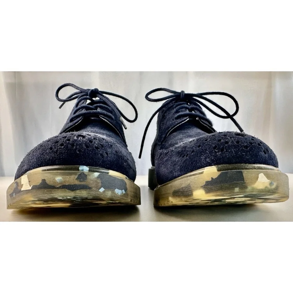 Anthony Miles Blue Suede Brogue‎ Shoes Clear Sole Men's Lace-Up Size 11 Shoes